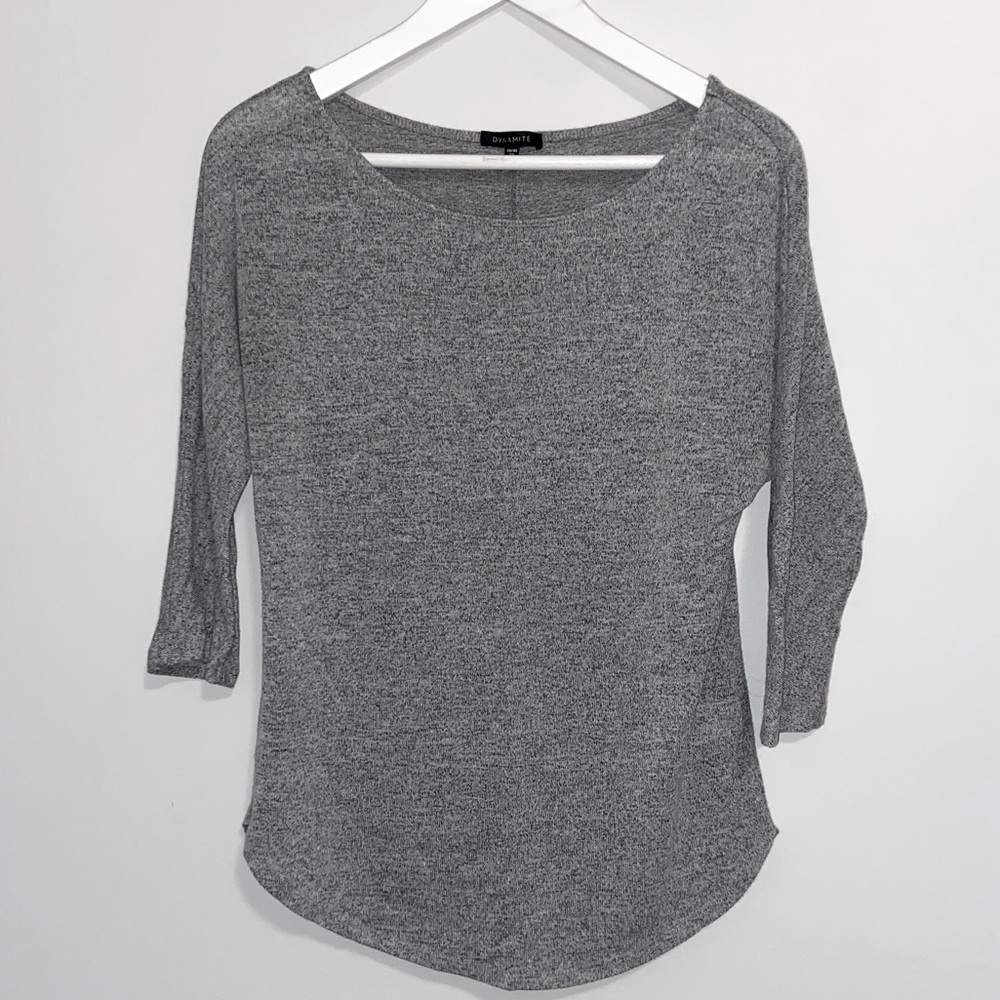 Grey knit long sleeve top